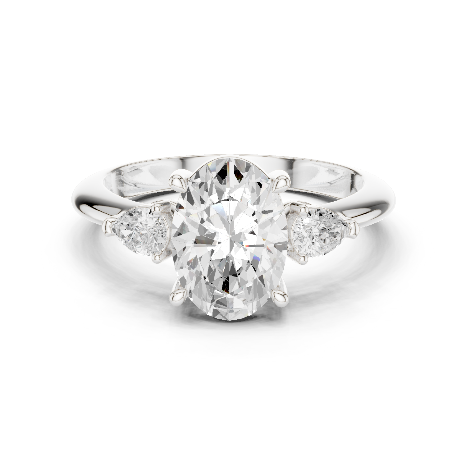 Gold Jewelry L35-66, Oval center stone, White Gold