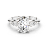 Gold Jewelry L35-66, Oval center stone, White Gold