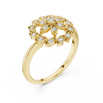 14K Solid Gold Lab Diamond Flower Cluster Ring, Yellow Gold, view 2