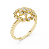 14K Solid Gold Lab Diamond Flower Cluster Ring, Yellow Gold, view 2