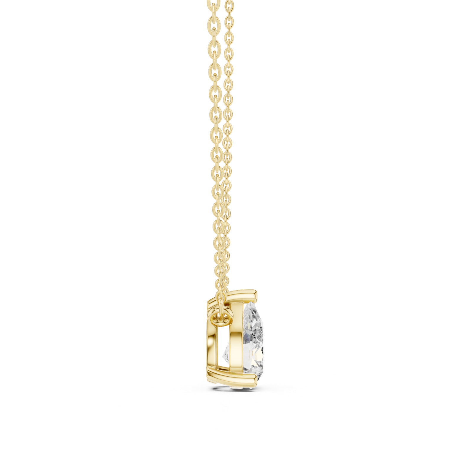 Gold Jewelry DDPO-001, Pear center stone, Yellow Gold, view 3