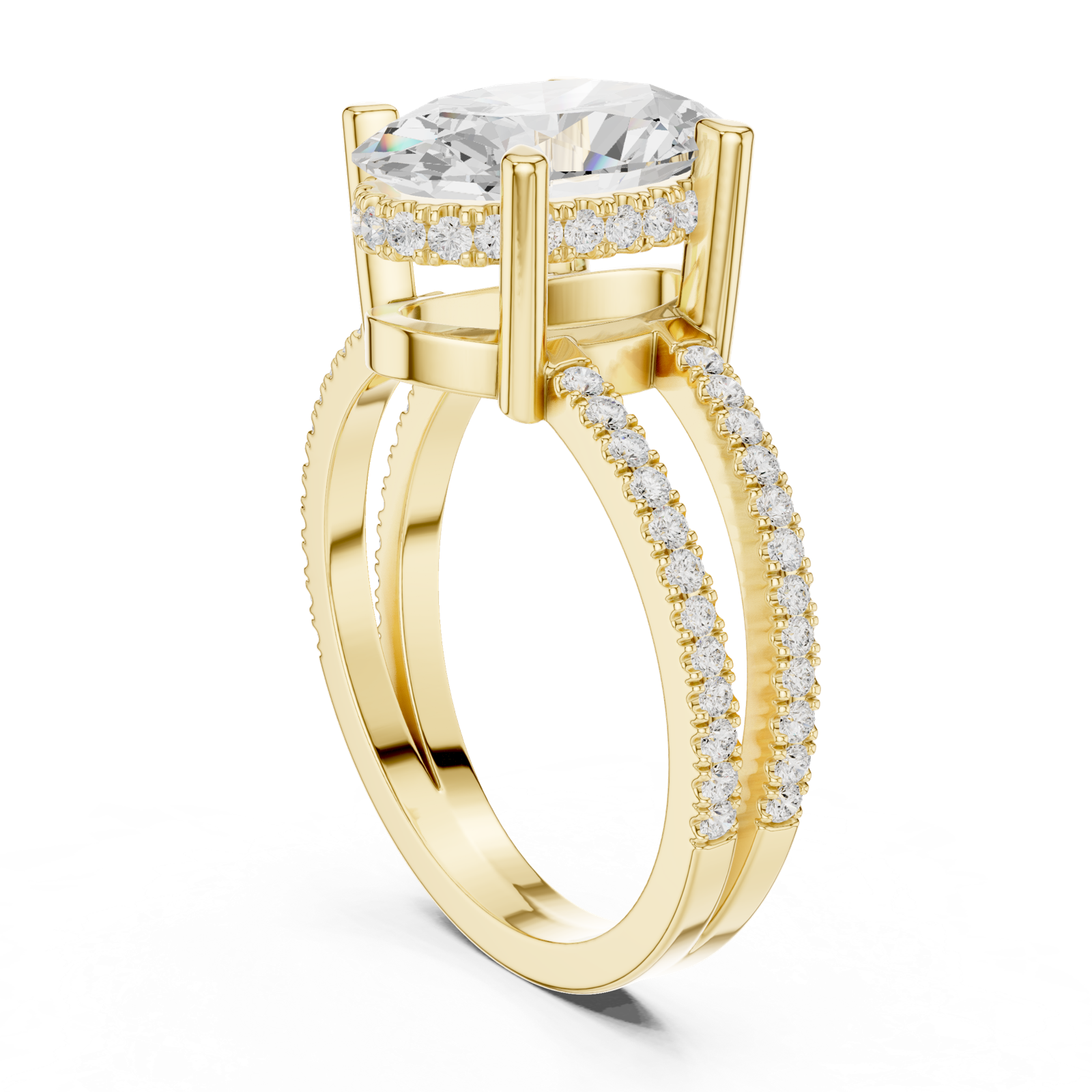 Gold Jewelry L36-13, Oval center stone, Yellow Gold, view 1