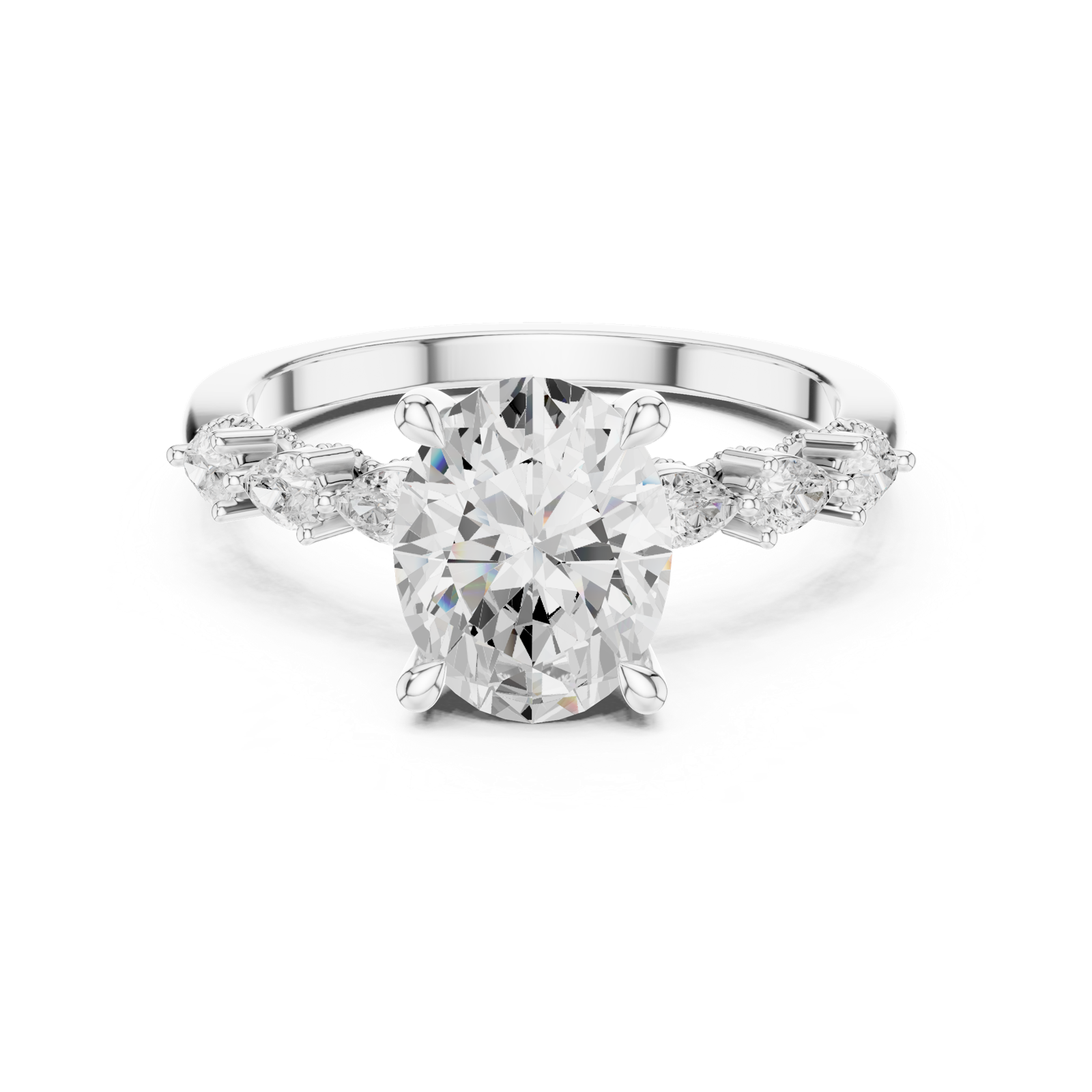 Gold Ring DDLR-1005, White Gold, view 4