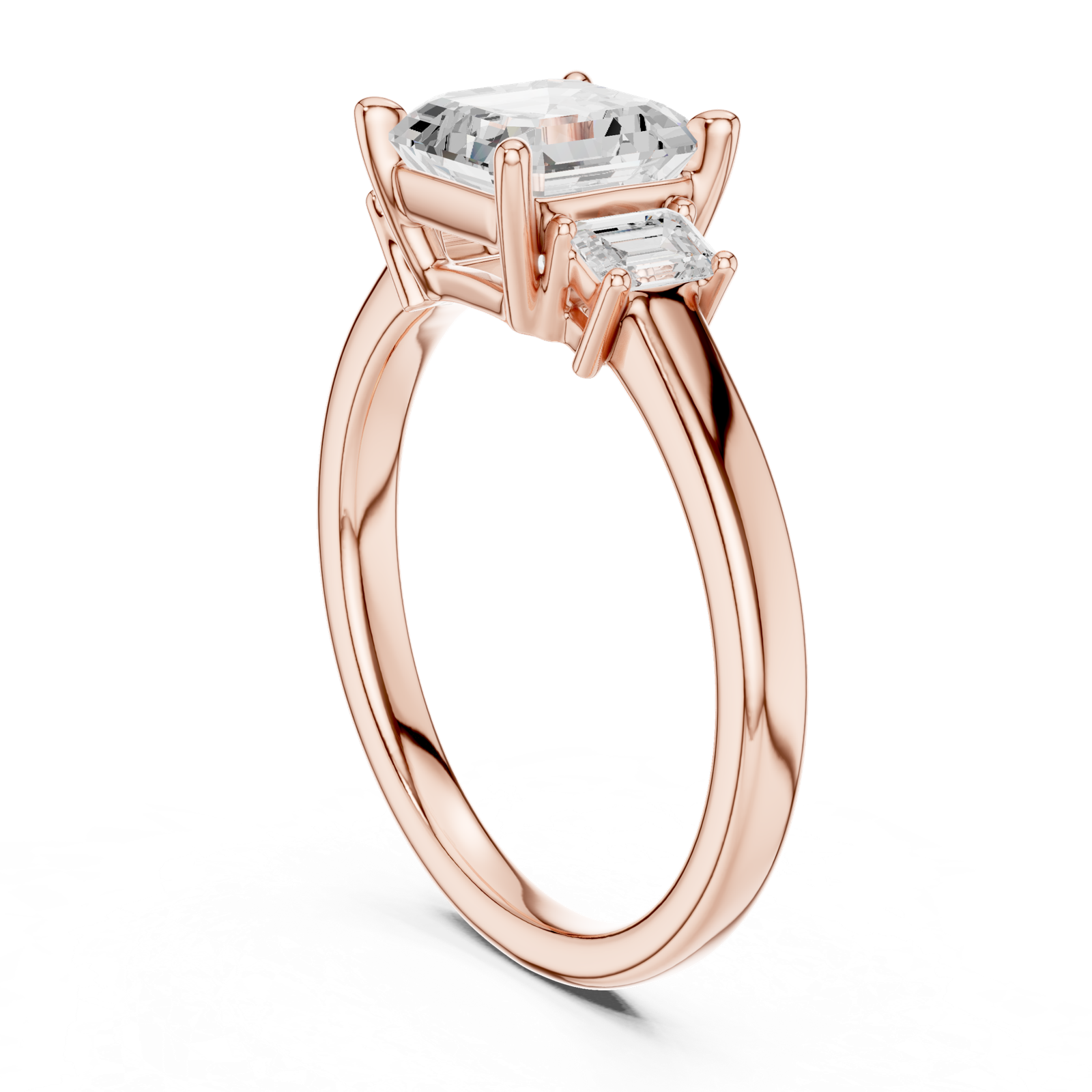 Gold Ring DDLR-038, Asscher center stone, Rose Gold, view 1