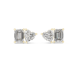 14K Solid Gold Lab Diamond Cluster Earrings, Yellow Gold
