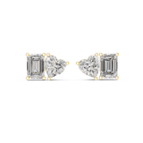 14K Solid Gold Lab Diamond Cluster Earrings, Yellow Gold