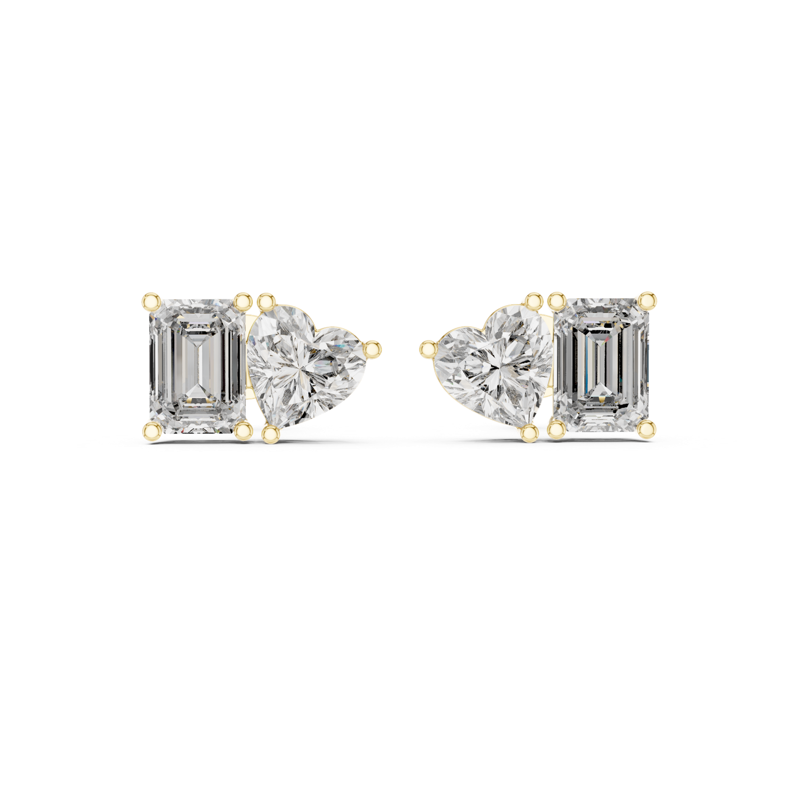 14K Solid Gold Lab Diamond Cluster Earrings, Yellow Gold