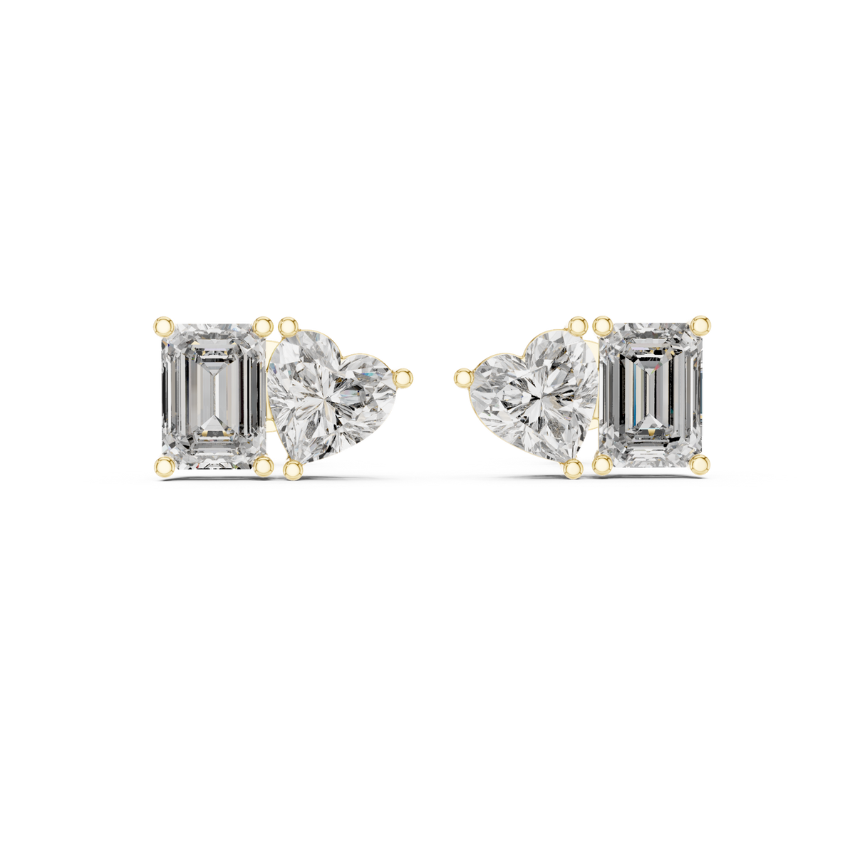 14K Solid Gold Lab Diamond Cluster Earrings, Yellow Gold