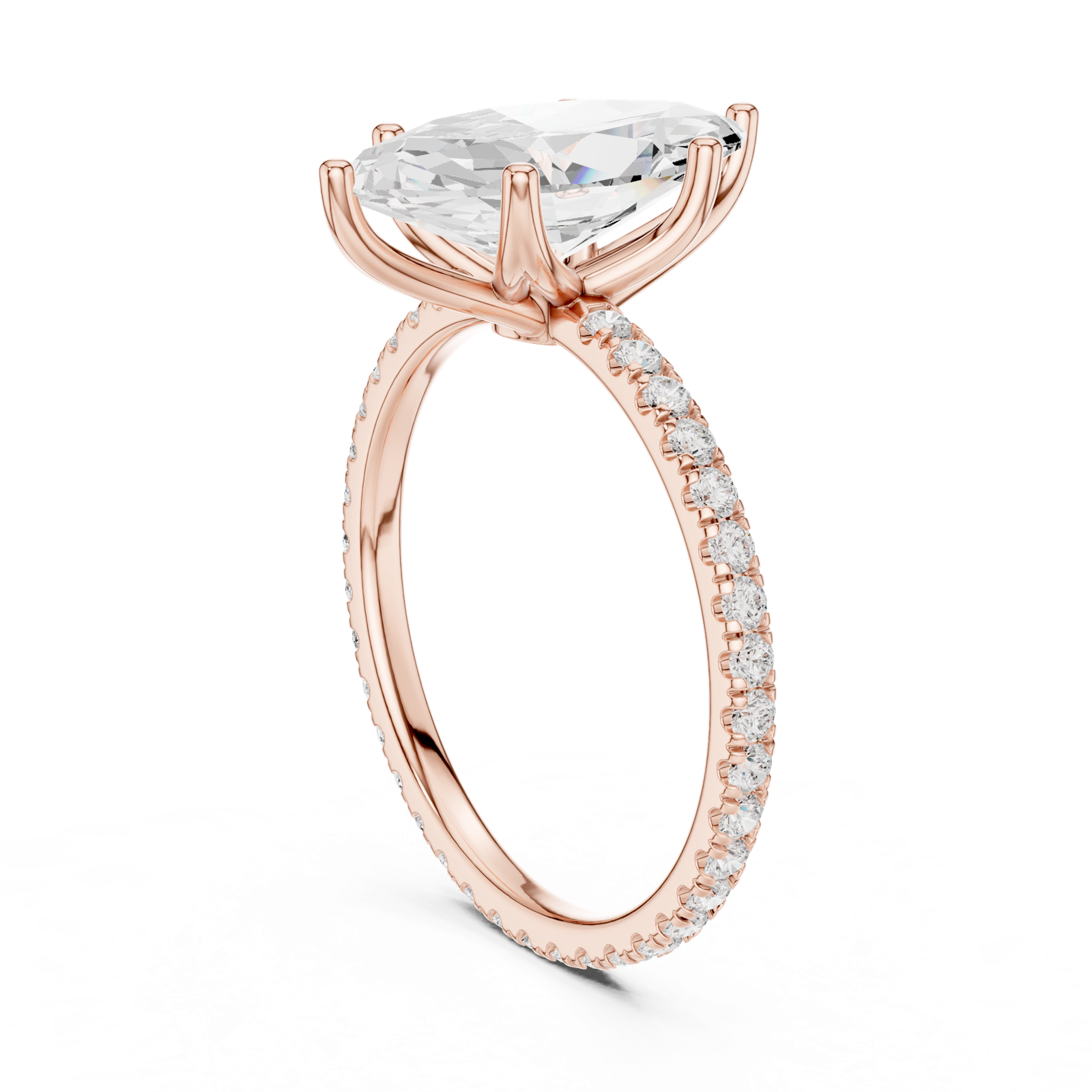 Gold Jewelry L36-16, Marquise center stone, Rose Gold, view 1