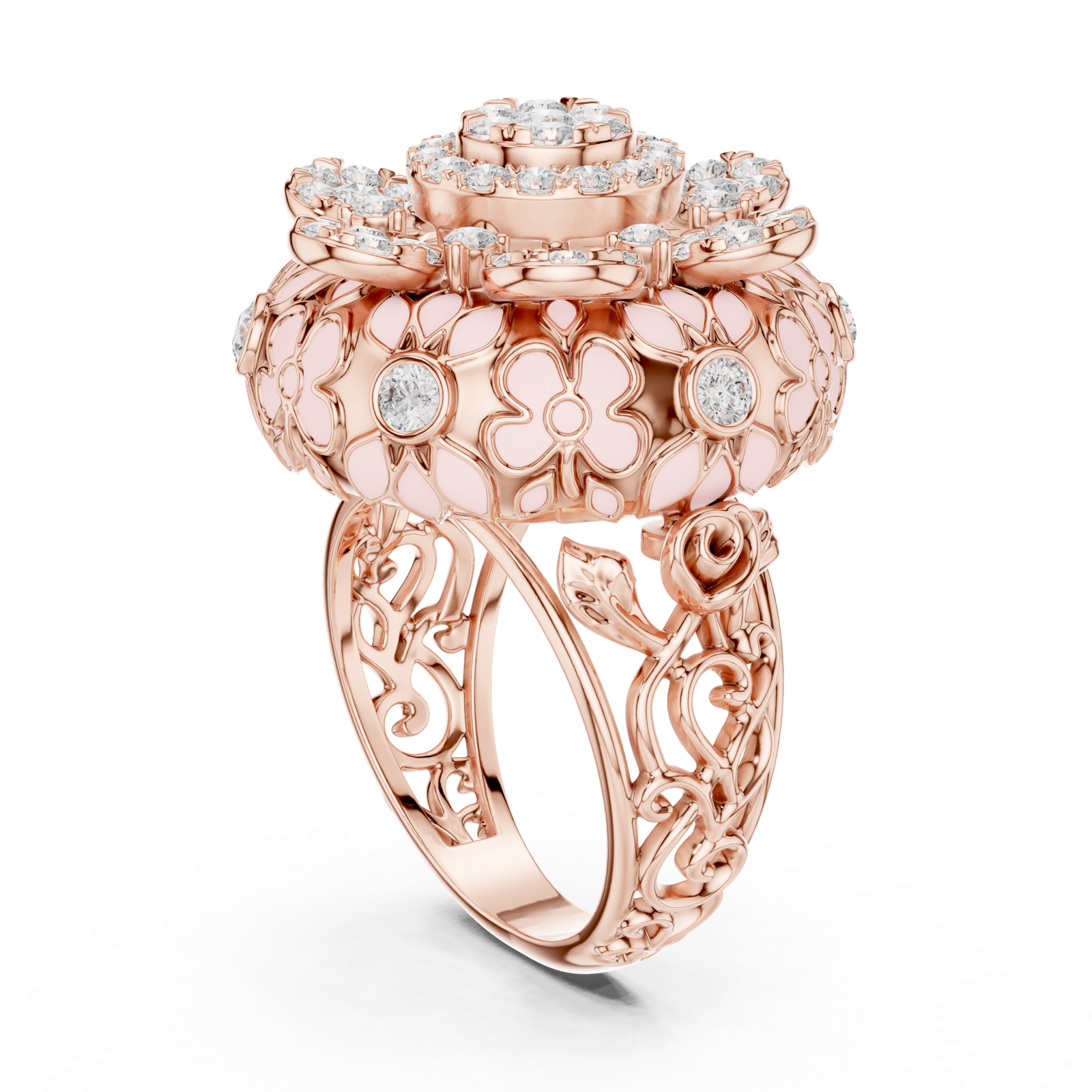 Gold Ring DDLR-767, Rose Gold, view 1