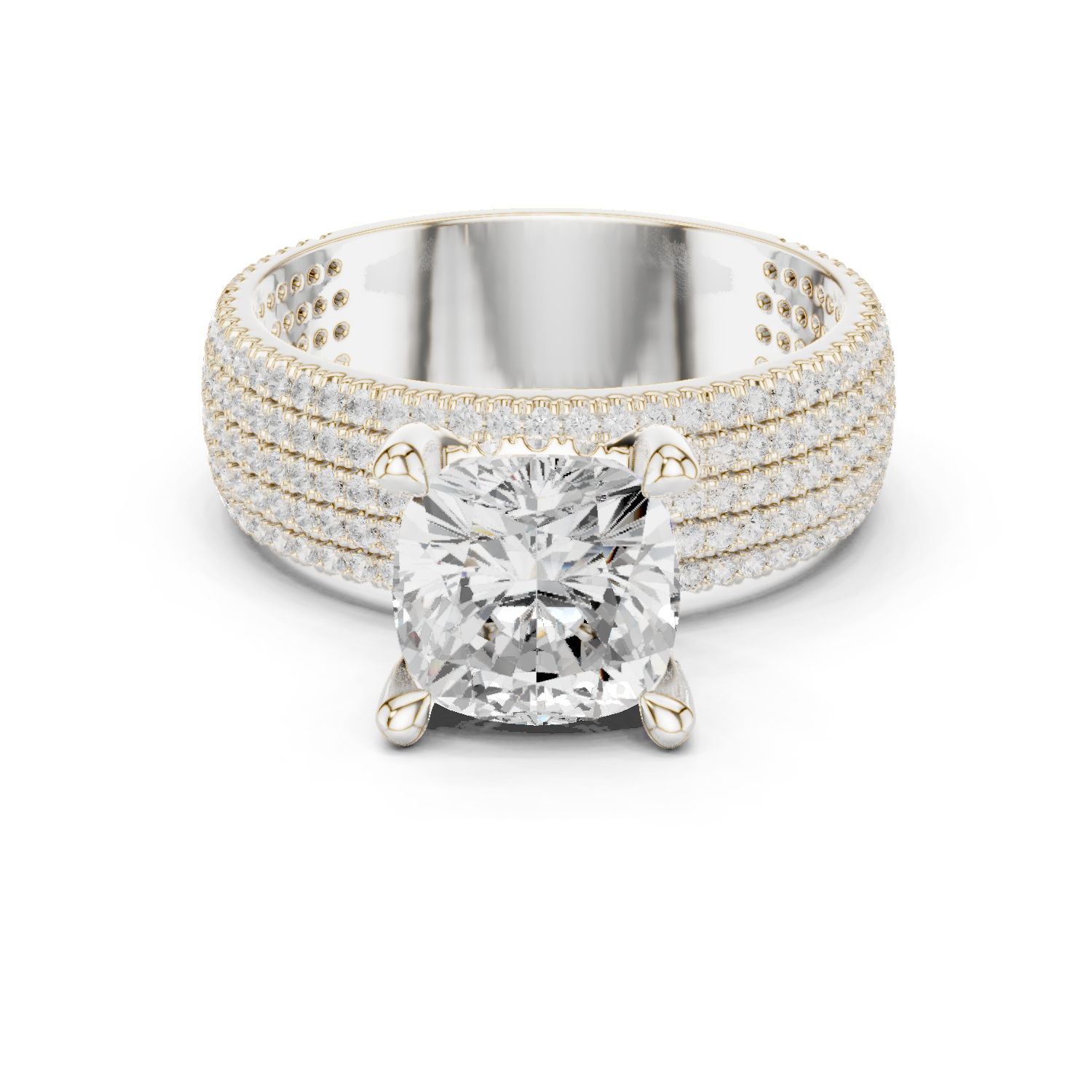 Gold Ring, Cushion center stone, White Gold