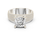 Gold Ring, Cushion center stone, White Gold