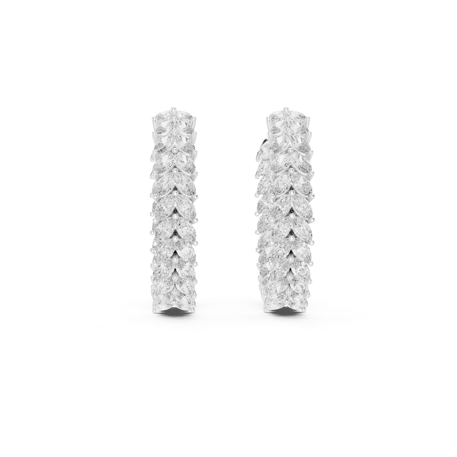 14K Solid Gold Lab Diamond Huggie Earrings, White Gold