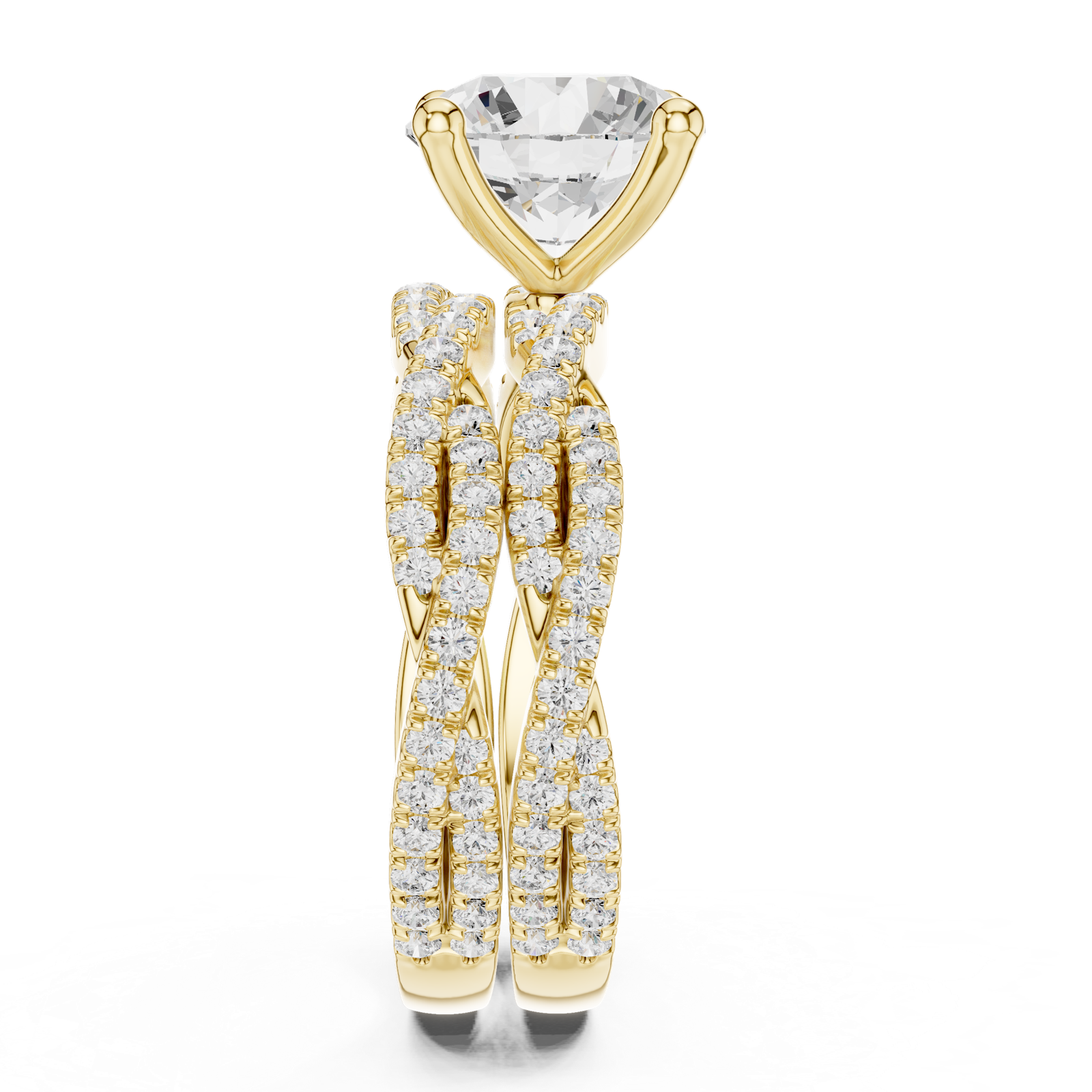 Gold Ring DDLR-300, Round center stone, Yellow Gold, view 3