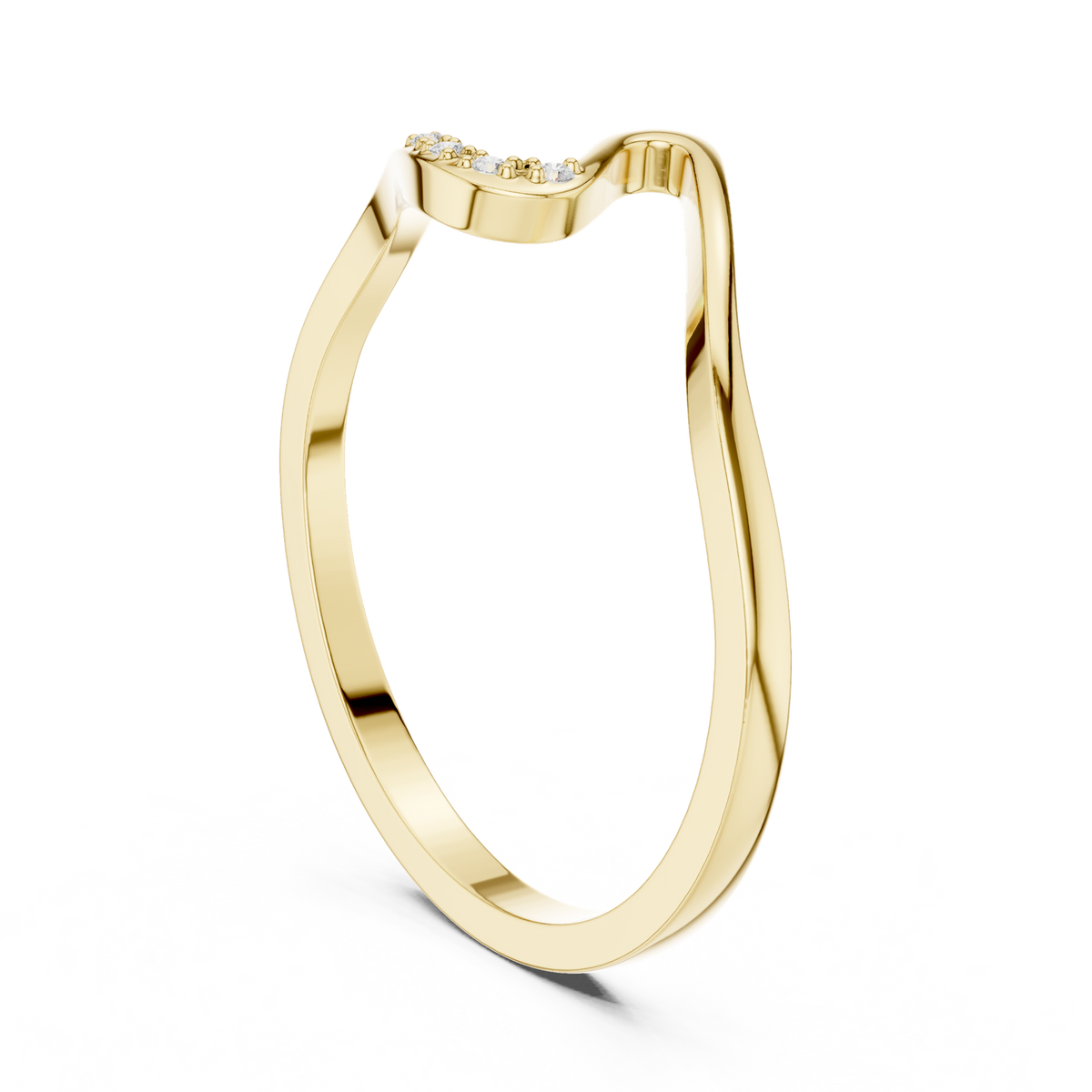 14K Solid Gold Lab Diamond Twist Ring, Yellow Gold, view 1
