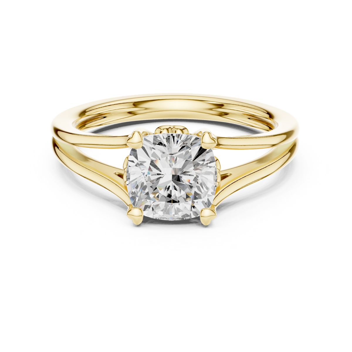 14K Solid Gold Lab Diamond Solitaire Ring, Yellow Gold