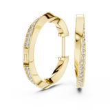 14K Solid Gold Lab Diamond Huggie Earrings, Yellow Gold, view 1