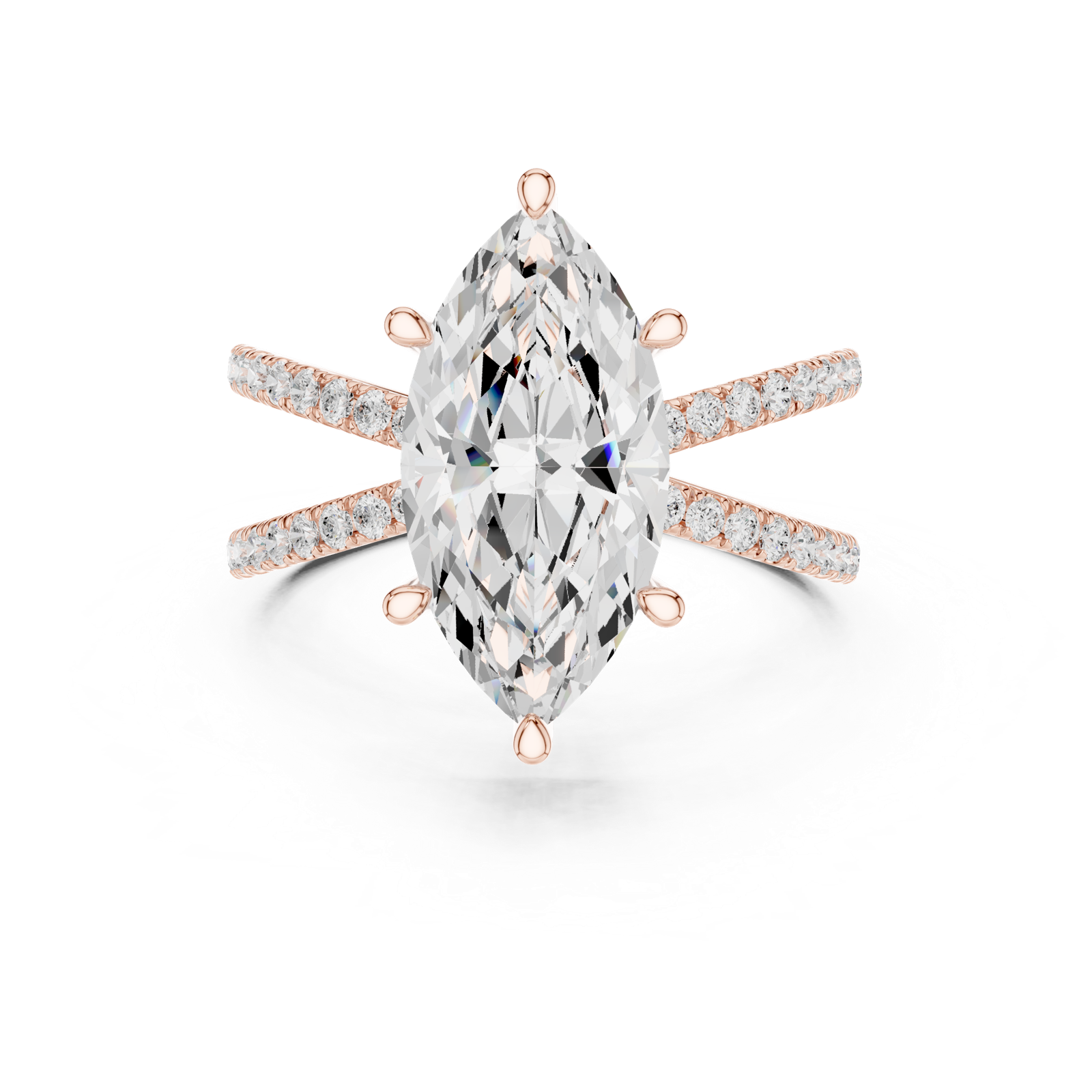 Gold Jewelry L36-25, Marquise center stone, Rose Gold, view 4