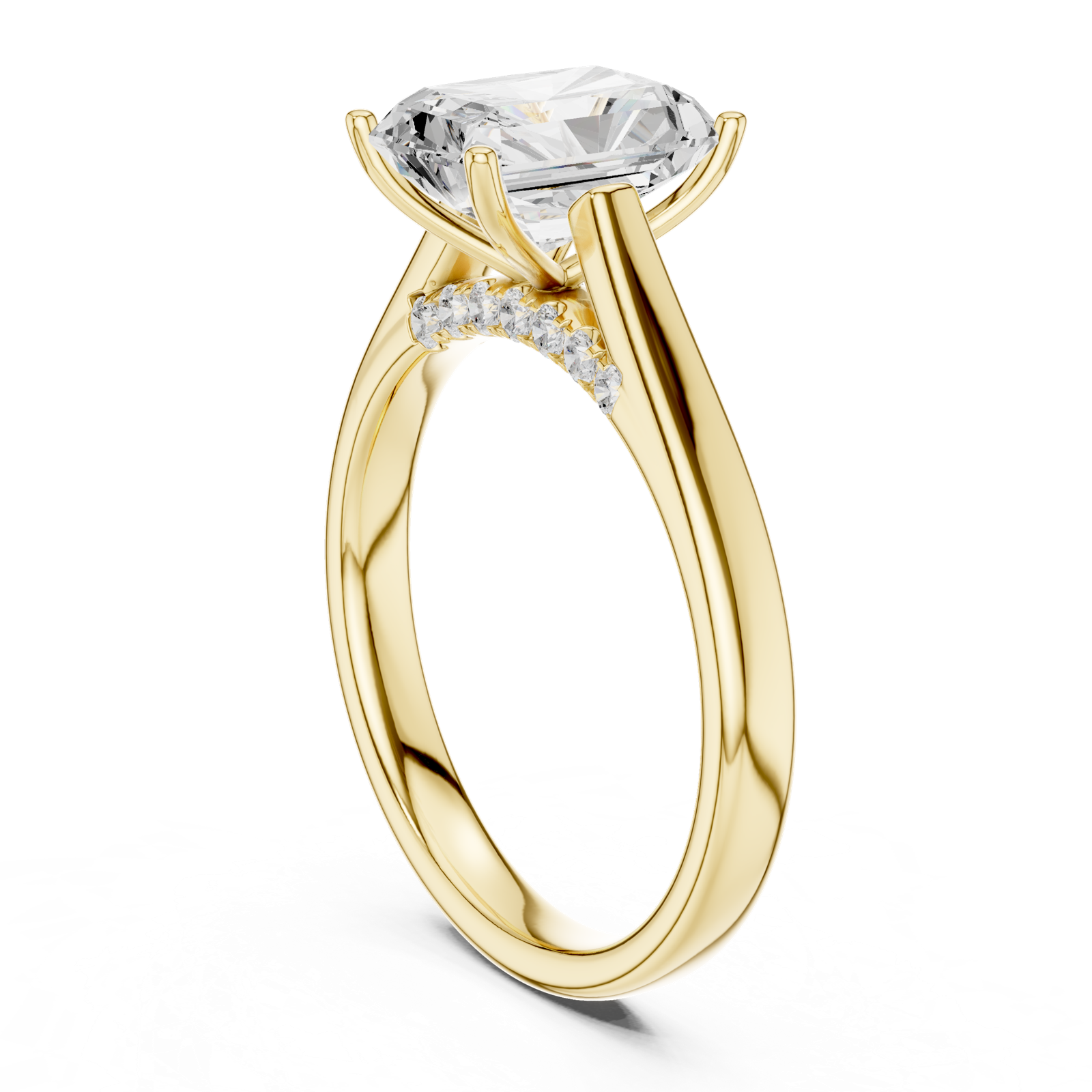 Gold Jewelry L36-18, Radiant center stone, Yellow Gold, view 1
