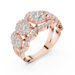 14K Solid Gold Lab Diamond Three-Stone Ring, Rose Gold, view 2