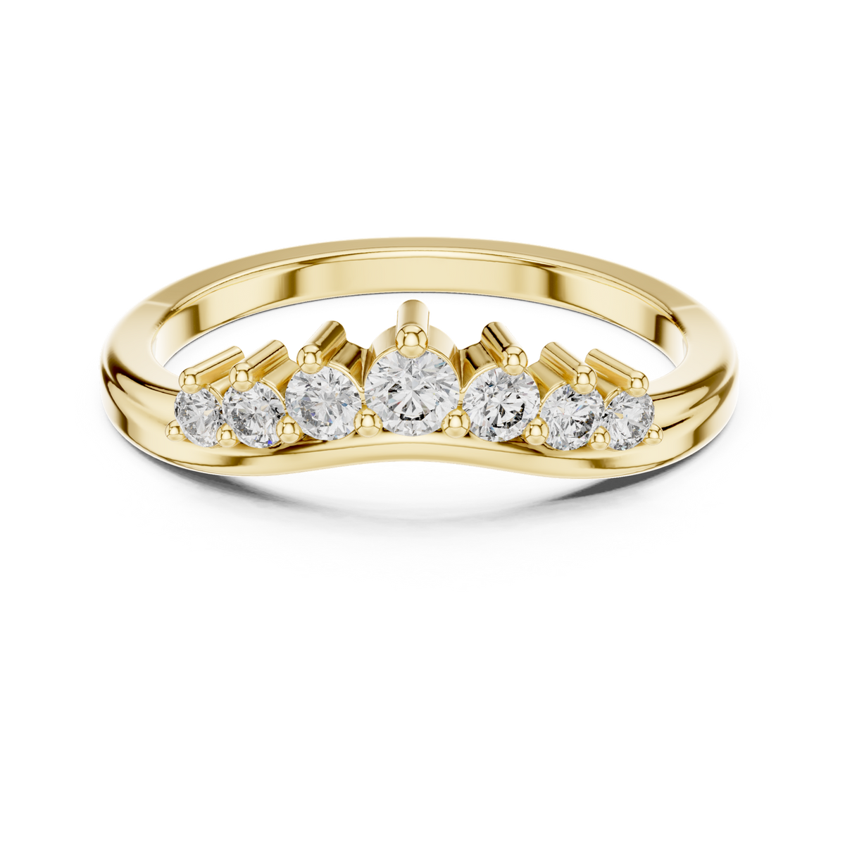 14K Solid Gold Lab Diamond Band Ring, Yellow Gold