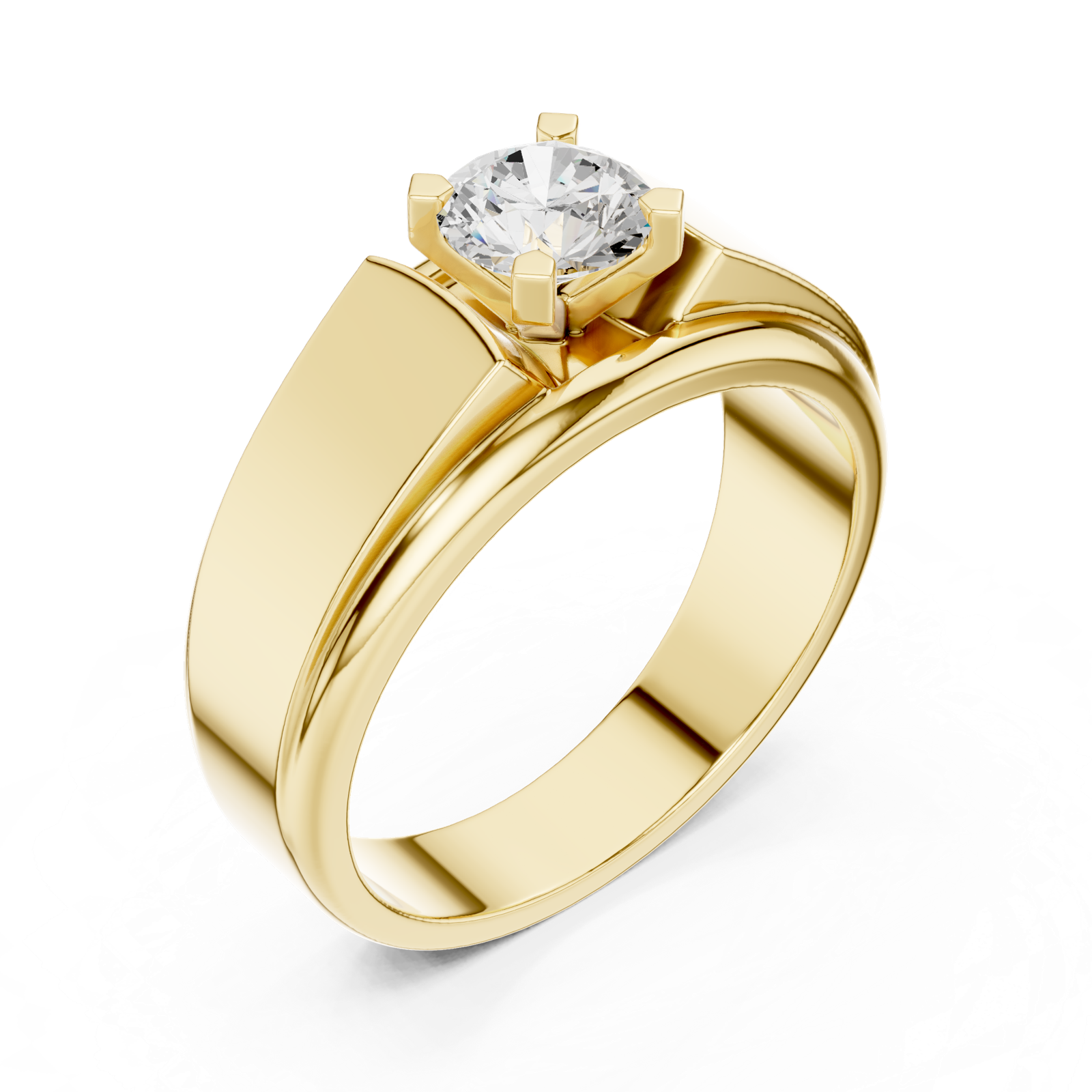 14K Solid Gold Lab Diamond Solitaire Ring, Yellow Gold, view 2