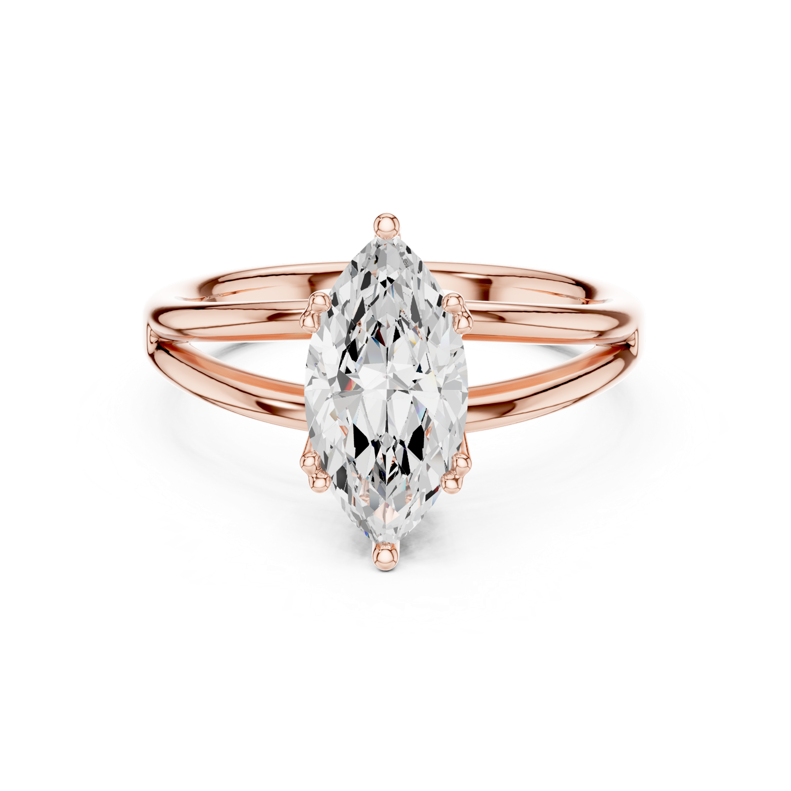 Gold Jewelry L36-7, Marquise center stone, Rose Gold, view 4