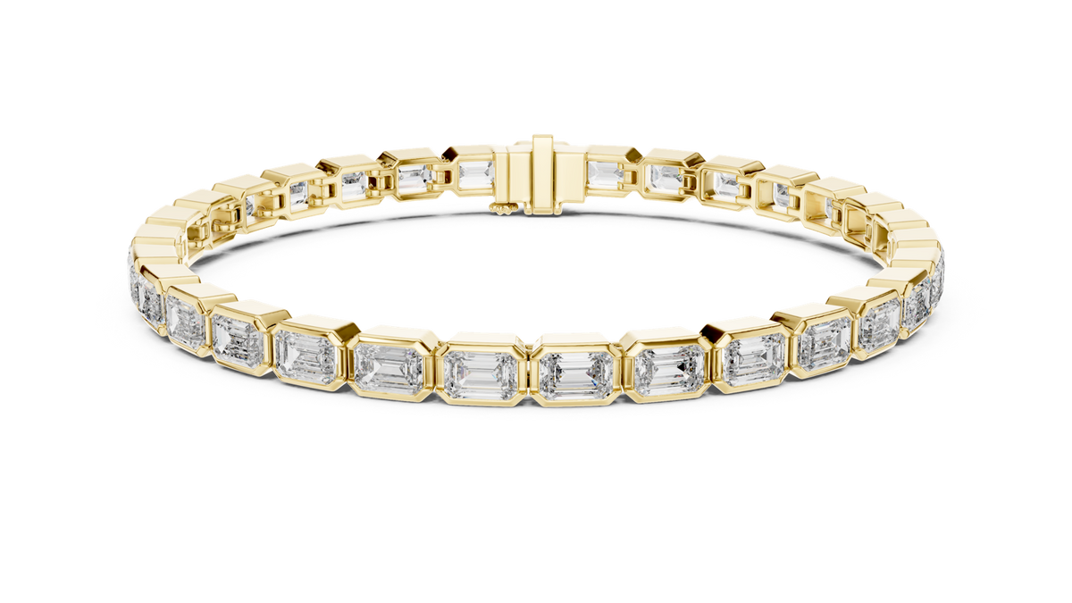 14K Solid Gold Lab Diamond Bracelet, Yellow Gold