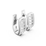 14K Solid Gold Lab Diamond Cluster Earrings, White Gold, view 1
