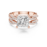 Gold Ring DDLR-300, Princess center stone, Rose Gold, view 4
