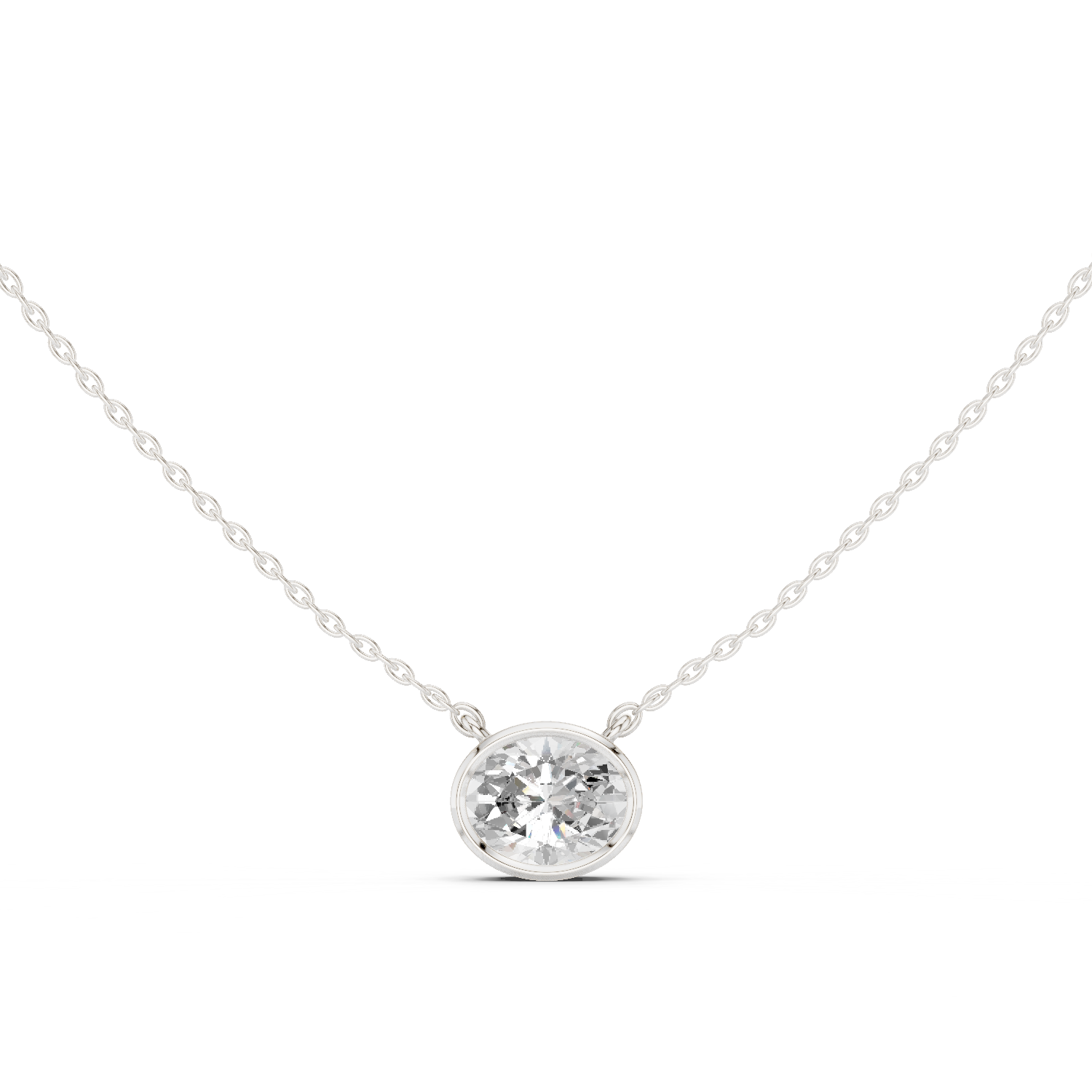 Gold Jewelry DDPO-007, Oval center stone, White Gold