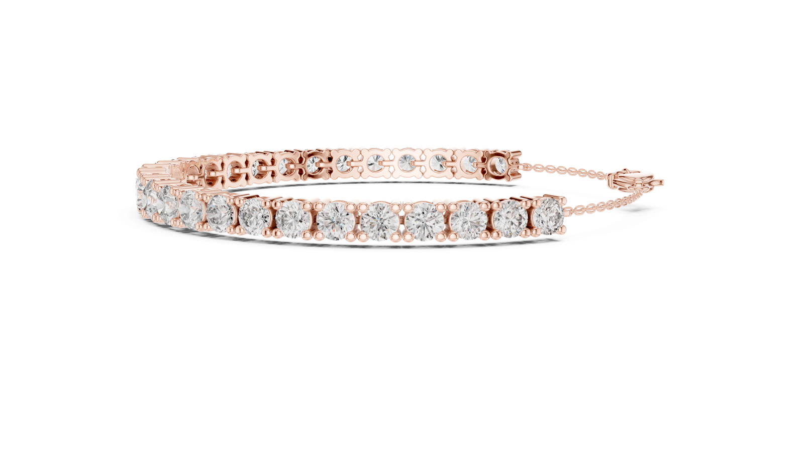 14K Solid Gold Lab Diamond Bracelet, Rose Gold, view 3