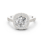 Gold Ring, Cushion center stone, White Gold