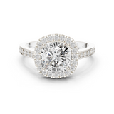Gold Ring, Cushion center stone, White Gold