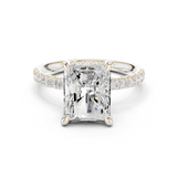Gold Ring DDLR-259, Radiant center stone, White Gold
