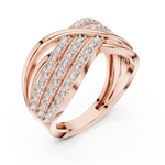 14K Solid Gold Lab Diamond Crossover Ring, Rose Gold, view 2