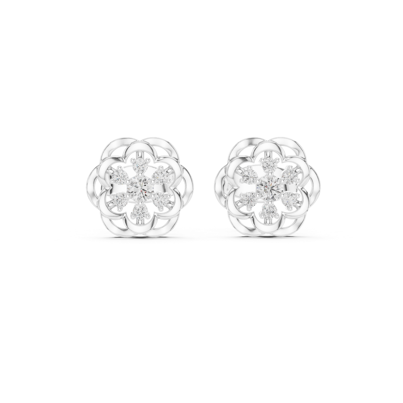 Gold Earrings 9-10073E, White Gold