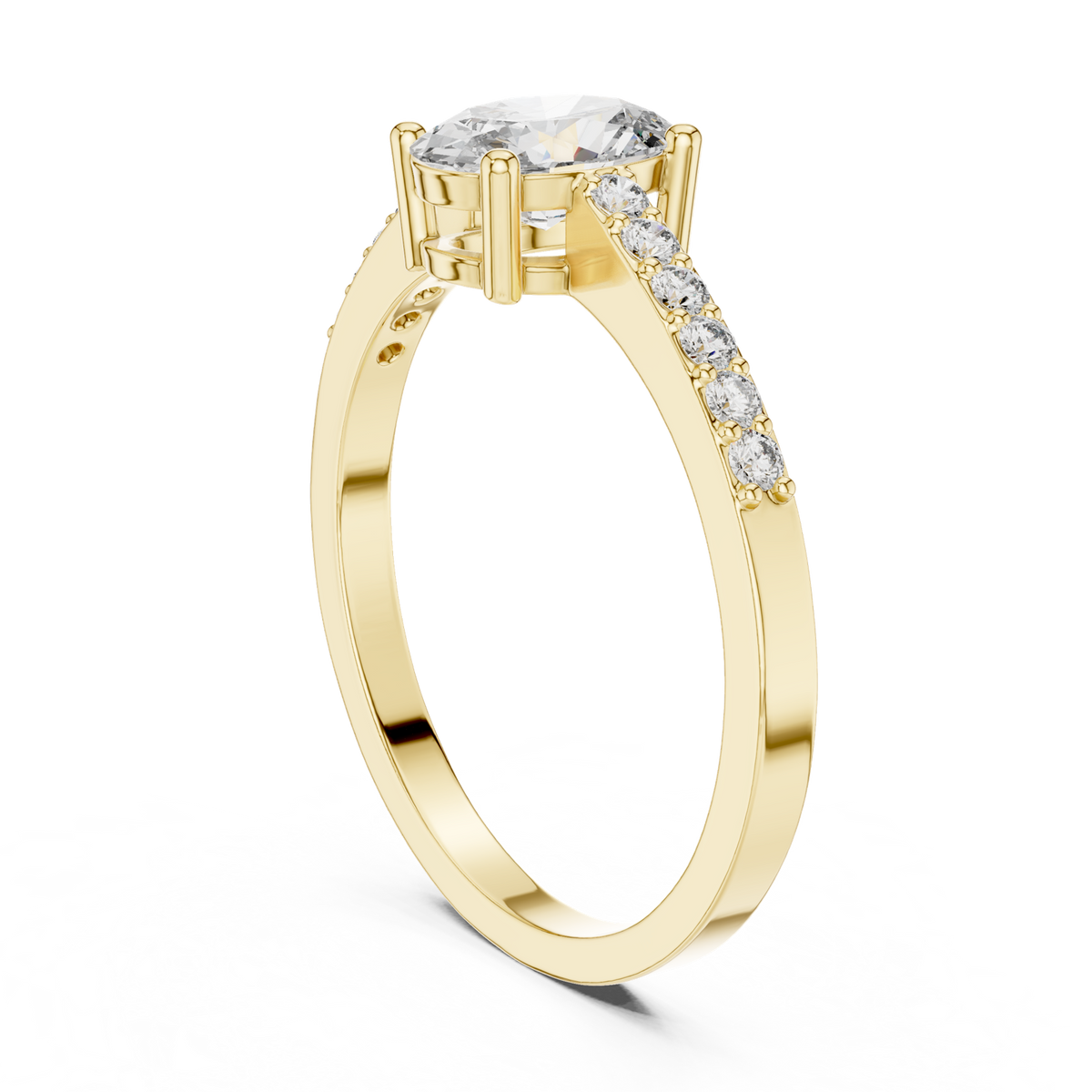14K Solid Gold Lab Diamond Solitaire Ring, Yellow Gold, view 1