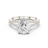 Gold Ring DDLR-252, Pear center stone, White Gold