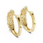 14K Solid Gold Lab Diamond Huggie Earrings, Yellow Gold, view 3