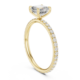 Gold Jewelry, Asscher center stone, Yellow Gold, view 1