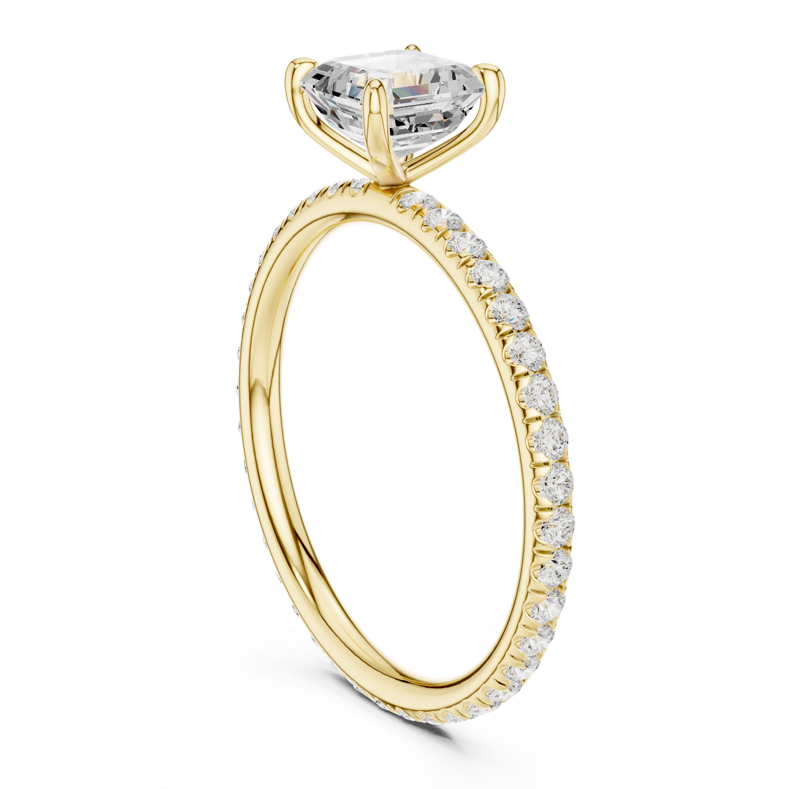 Gold Jewelry, Asscher center stone, Yellow Gold, view 1