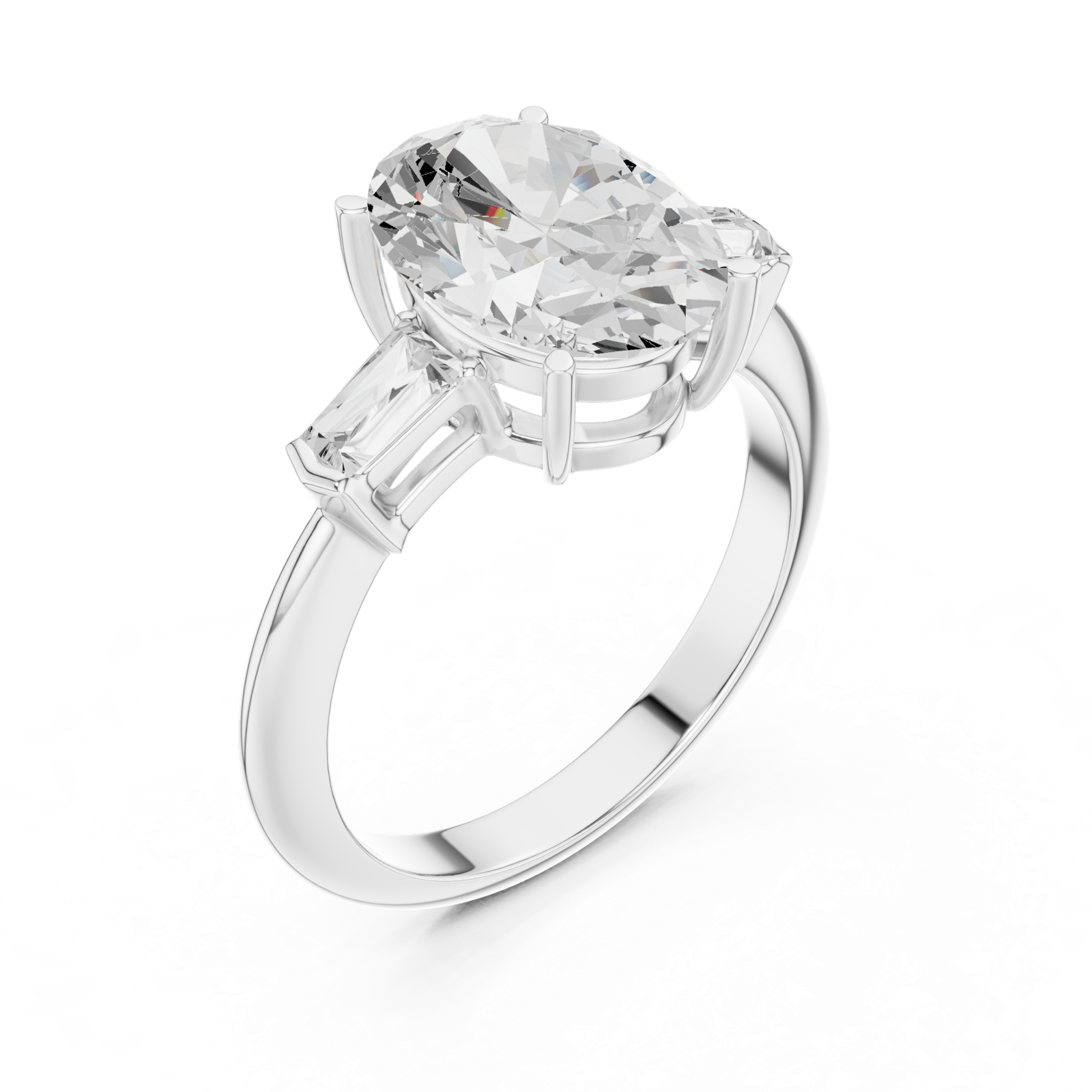 Gold Jewelry L35-67, Oval center stone, White Gold, view 2