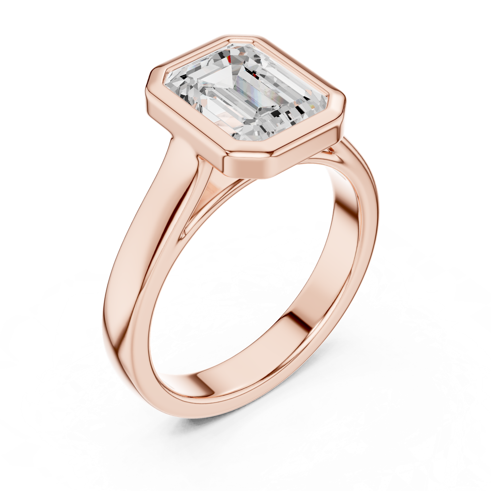 Gold Jewelry L36-3, Emerald center stone, Rose Gold, view 2