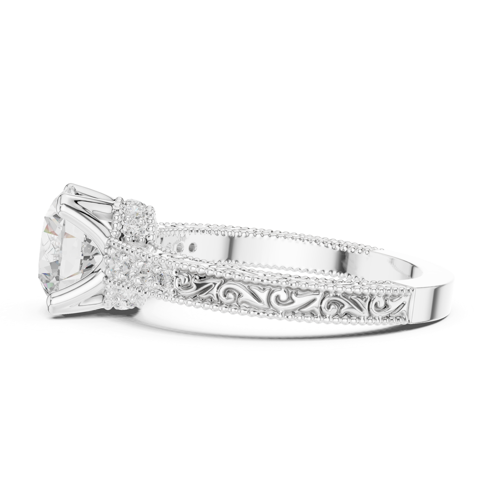 Gold Ring DDLR-982, White Gold, view 3