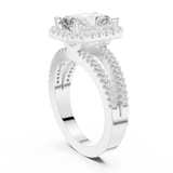 Gold Ring DDLR-350, Radiant center stone, White Gold, view 1