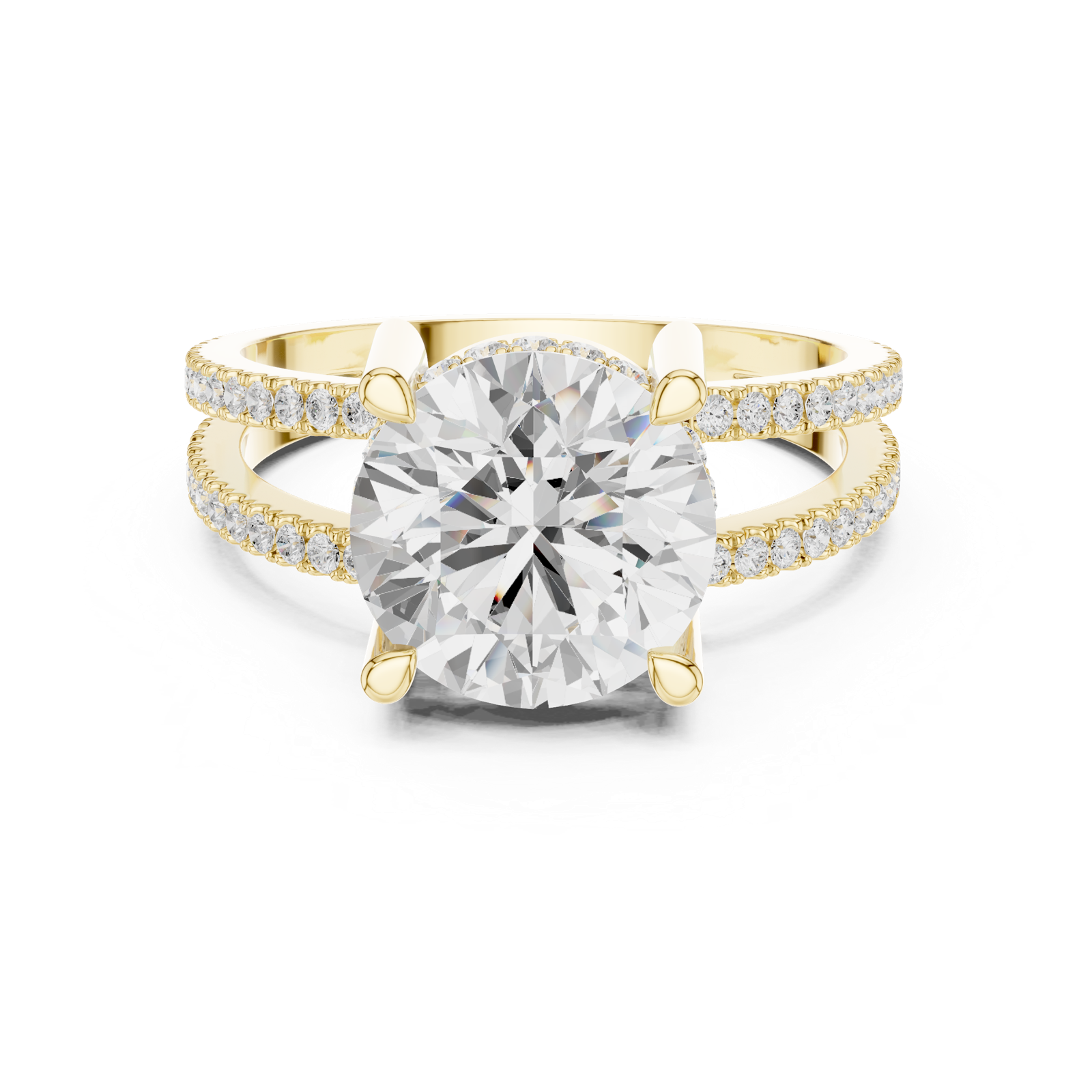 Gold Jewelry L36-13, Round center stone, Yellow Gold, view 4