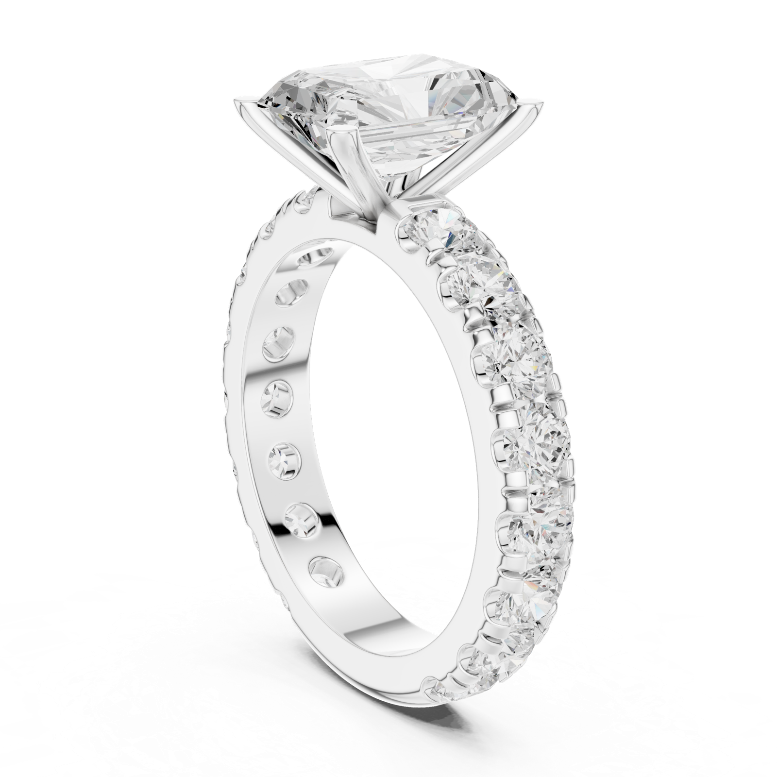 Gold Jewelry L35-63, Radiant center stone, White Gold, view 1
