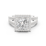 Gold Ring DDLR-350, Princess center stone, White Gold