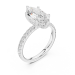 Gold Ring DDLR-161, Marquise center stone, White Gold, view 2